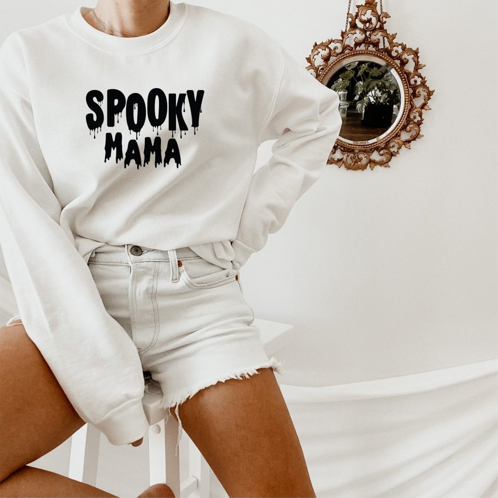 Spooky Mama White Sweatshirt